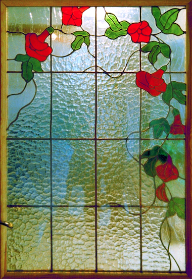 Dveřní vitráž s růžemi