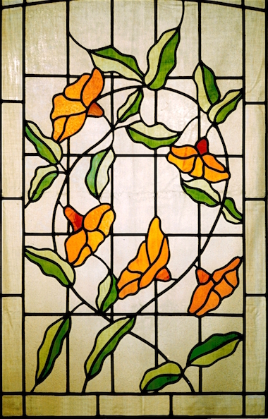 Dvěřní vitráž s květinovým vzorem