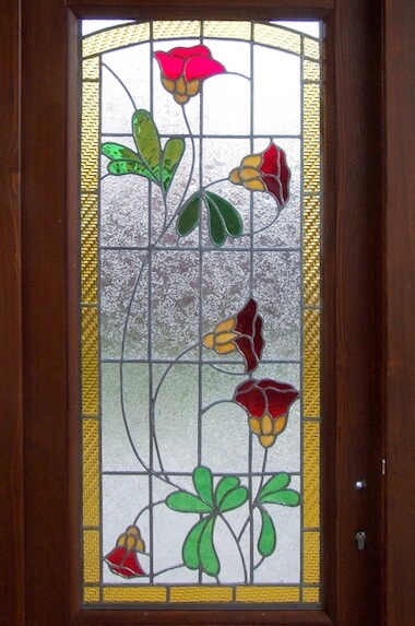 Dveřní vitráž - květiny